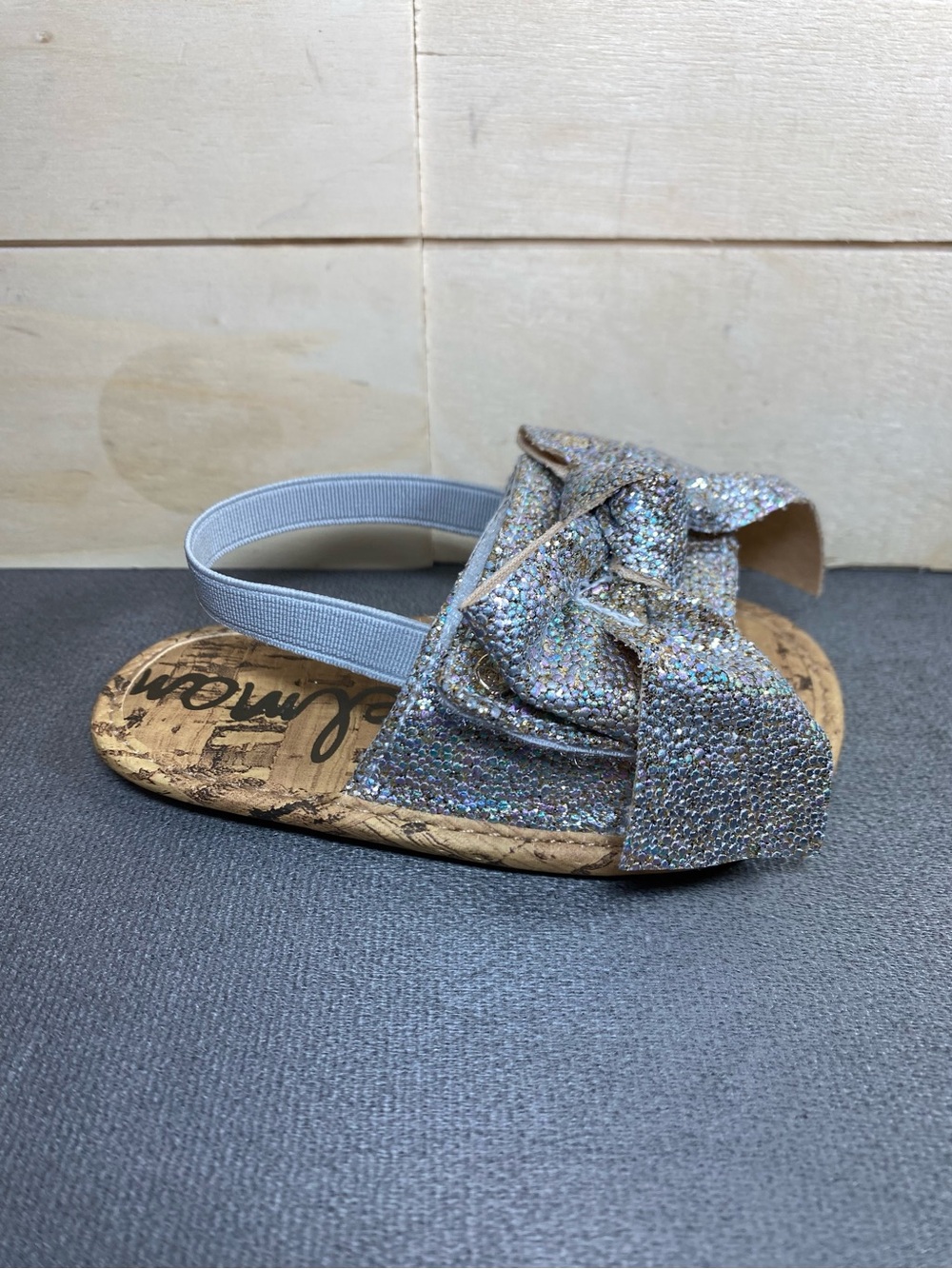 Sam Edelman Baby Gigi Bow Sandals Silver Infant Size 4 Shoes 9-12 Months